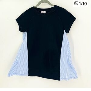 Red Valentino Tee with Black and Blue Stripes